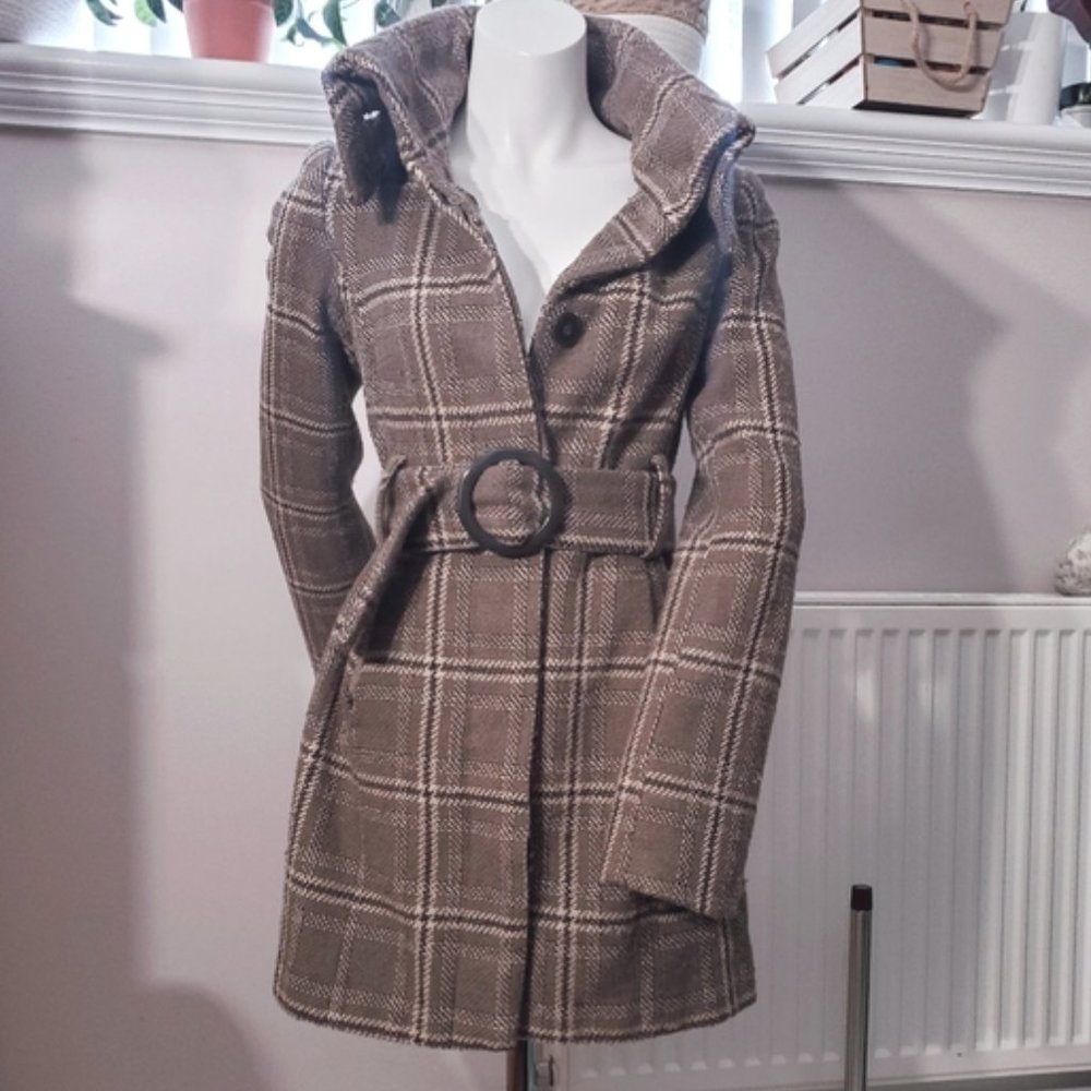 SOLD- COSTA BLANCA-Canada- Plaid Peacoat- Size 4 (Wool Blend)